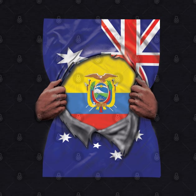 Ecuador Flag Australian Flag Ripped - Gift for Ecuadorian From Ecuador by Country Flags